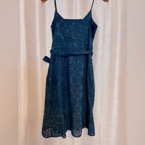 Navy Blue Eyelet Spaghetti Strap Dress Size 8